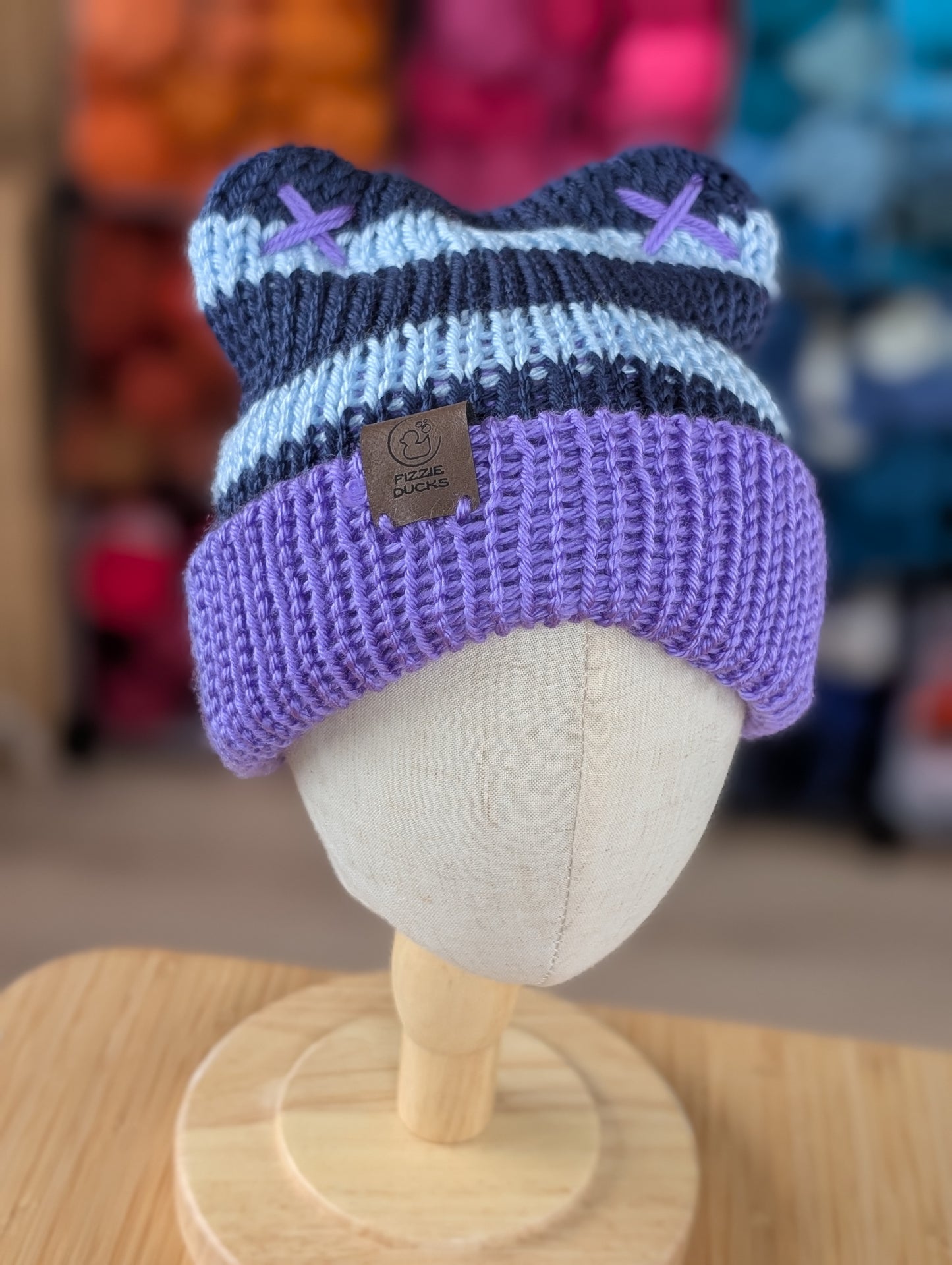 Stripey Ears Hat Blue