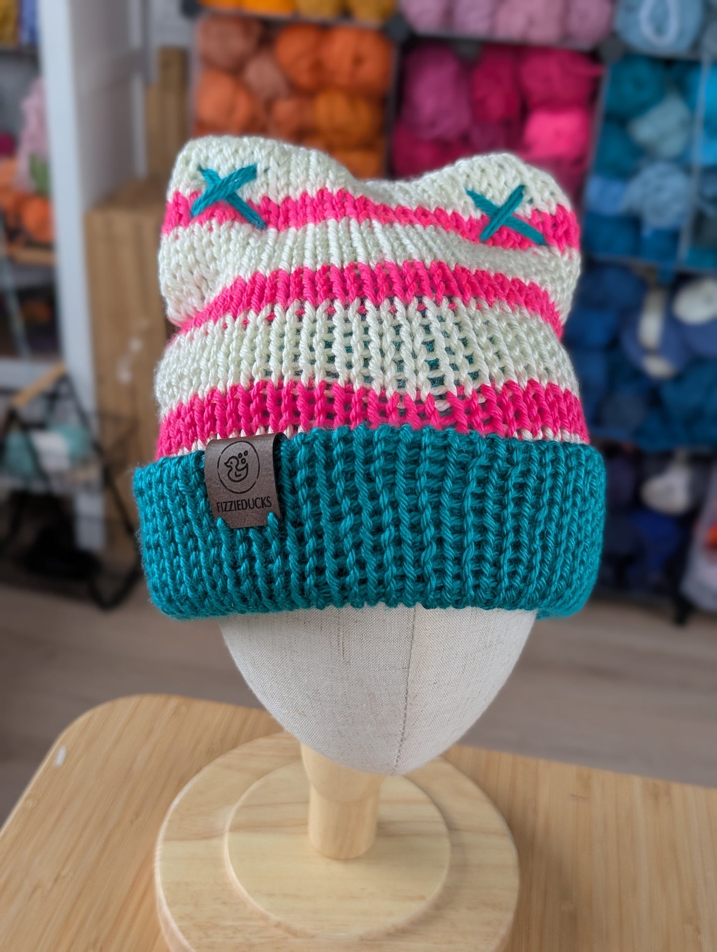 Stripey Ears Hat Pink