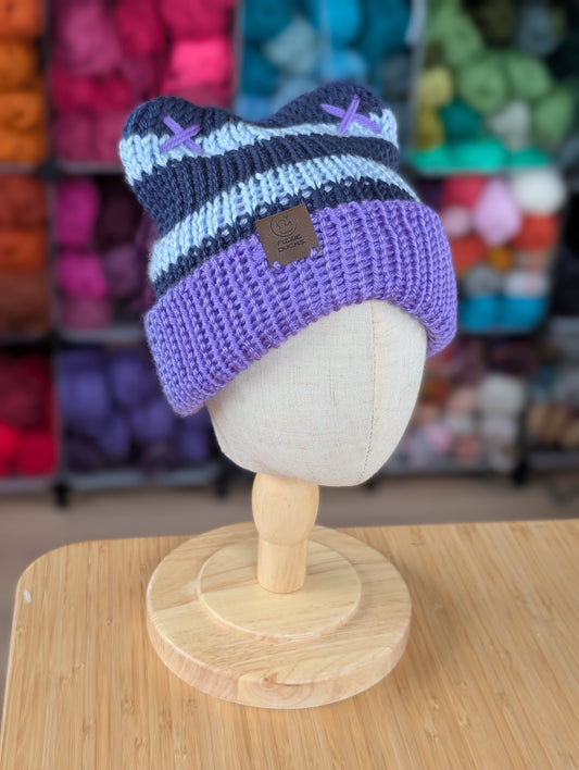 Stripey Ears Hat Blue