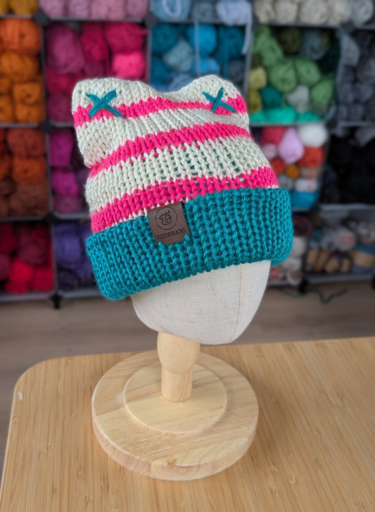 Stripey Ears Hat Pink