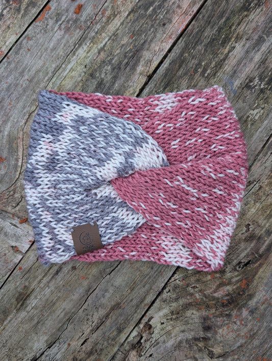Fair Isle Headband Pink